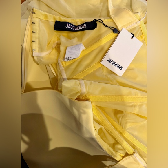 Jacquemus La Robe Vela Strapless Chiffon Gown Yellow Light - Picture 10 of 10